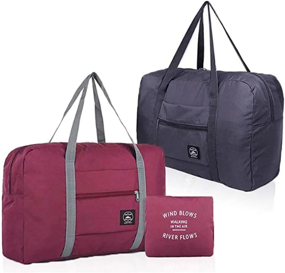 2 Pack Travel Duffle Bag, For Spirit Airlines Personal Item Bag,Travel Duffel Bag Weekender Bags Underseat (Lightweight Foldable) Carry-on Luggage for Women and Girls (Red & Dark Blue)