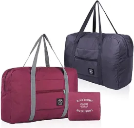2 Pack Travel Duffle Bag, For Spirit Airlines Personal Item Bag,Travel Duffel Bag Weekender Bags Underseat (Lightweight Foldable) Carry-on Luggage for Women and Girls (Red & Dark Blue)