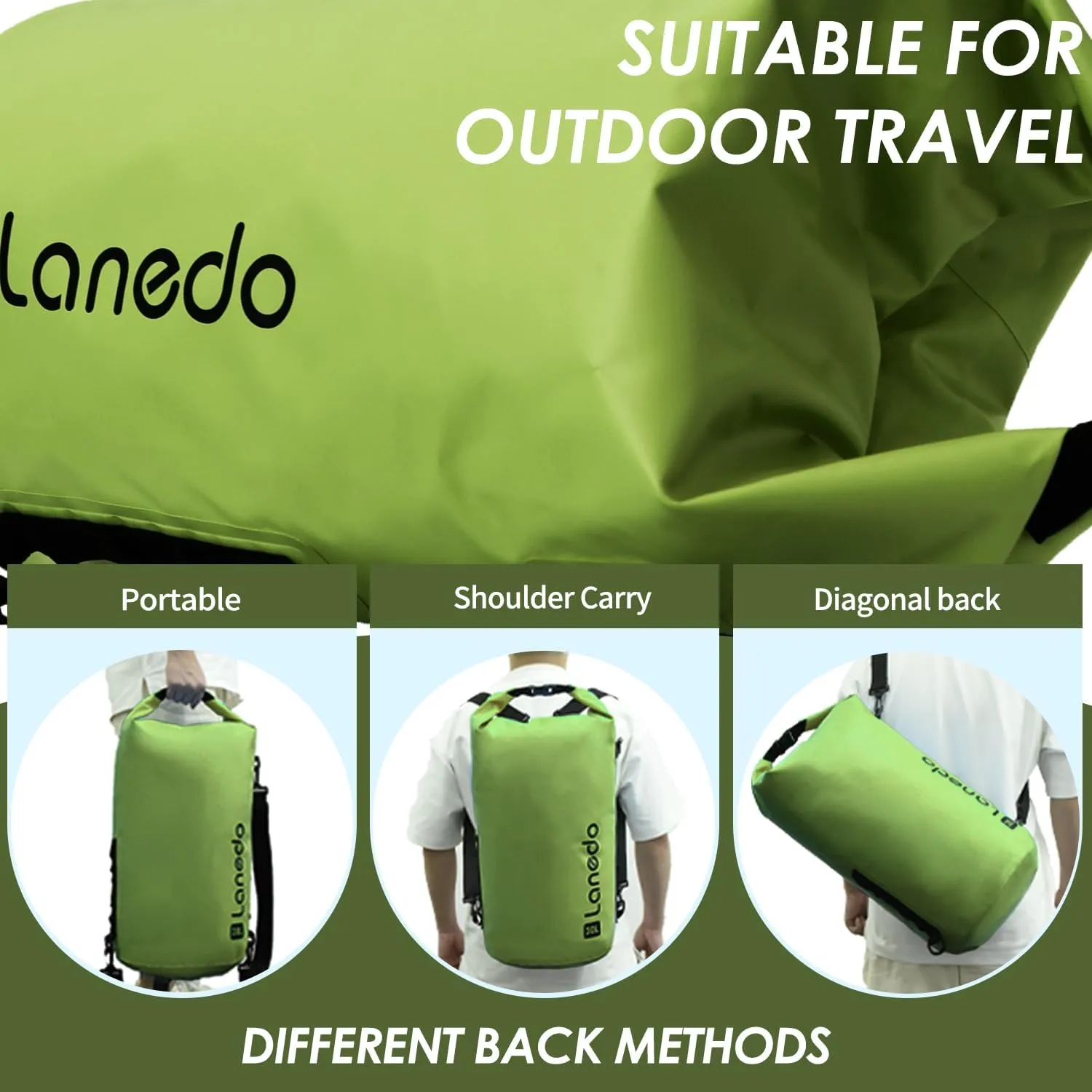 20L/30L Dry Bag Large Waterproof Bag Roll-Top Heavy Duty Fishing Duffel Bag with Durable Straps for Kayaking Paddle boarding Boating Rafting Fishing (Green, 30L)