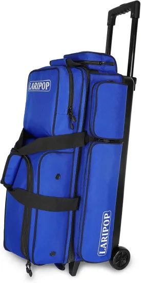 3 Bowling Ball Bag With Wheels - Rolling Bag for Balls & Accessories - Retractable Handle Extends to 38"