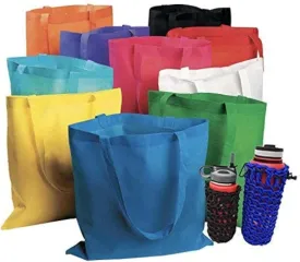 50 Bulk Tote Bag Mega Pack - 15 x 16 Large Reusable Grocery Shopping Bags - Great for Gift, Goody, Convention, or Trade Show Bags (Multi Color Assortment)