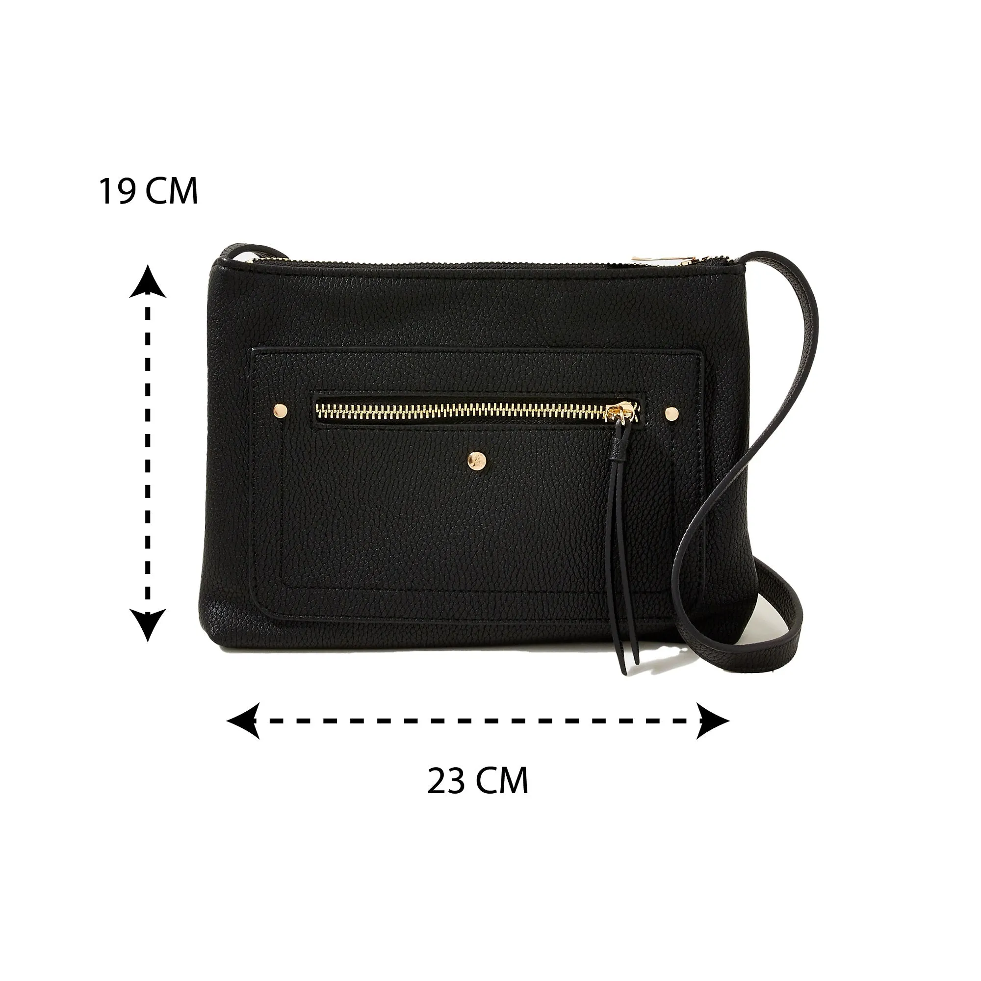 Accessorize London Women's Faux Leather Black Ellie Sling Bag