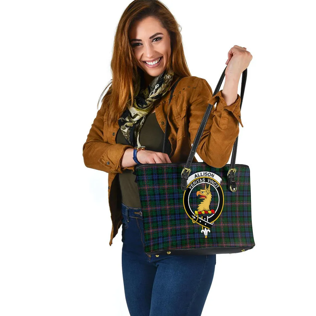 Allison Tartan Leather Tote Bag with Family Crest
