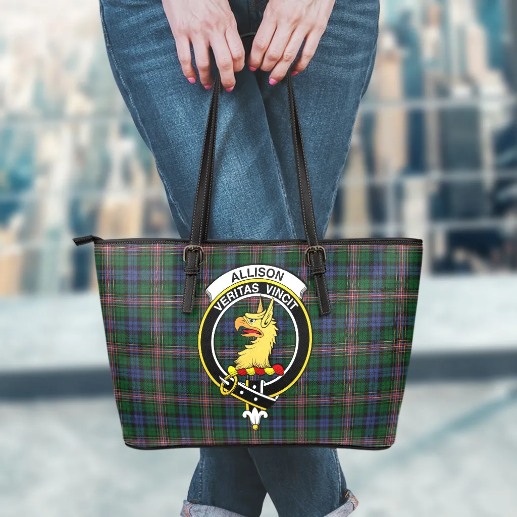 Allison Tartan Leather Tote Bag with Family Crest