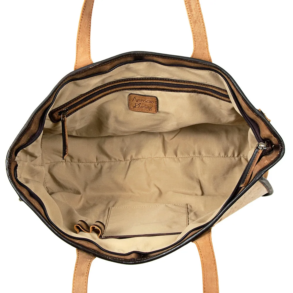 American Darling ADBGI117B Tote Hair On Genuine Leather Women Bag Western Handbag Purse