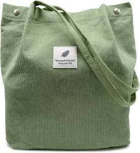 Aphoraeny Corduroy Tote Bag for Women Cute Totes Shoulder Bag with Inner Pocket for Work Beach Shopping Travel Grocery