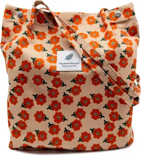 Aphoraeny Corduroy Tote Bag for Women Cute Totes Shoulder Bag with Inner Pocket for Work Beach Shopping Travel Grocery