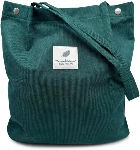 Aphoraeny Corduroy Tote Bag for Women Cute Totes Shoulder Bag with Inner Pocket for Work Beach Shopping Travel Grocery