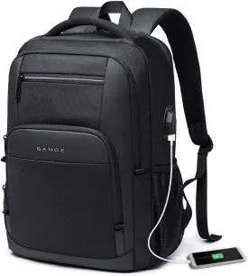 BANGE Travel Laptop Backpack with USB charge port can fit 15.6 Inch laptop for Men and Women (Black)