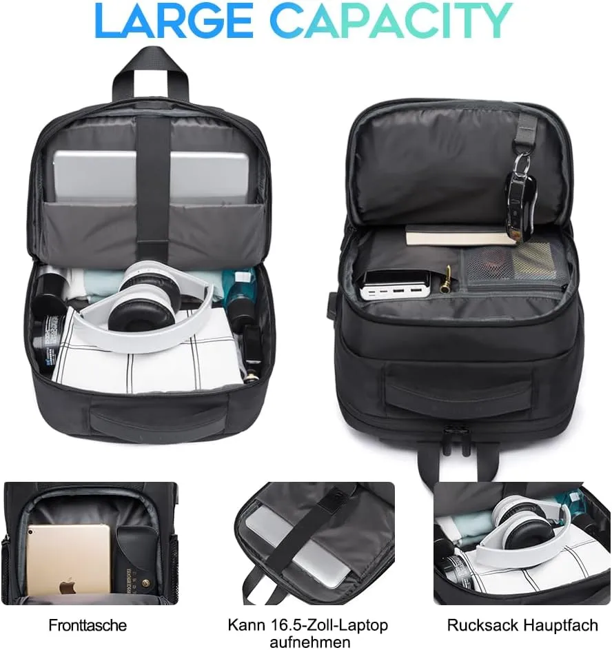 BANGE Travel Laptop Backpack with USB charge port can fit 15.6 Inch laptop for Men and Women (Black)