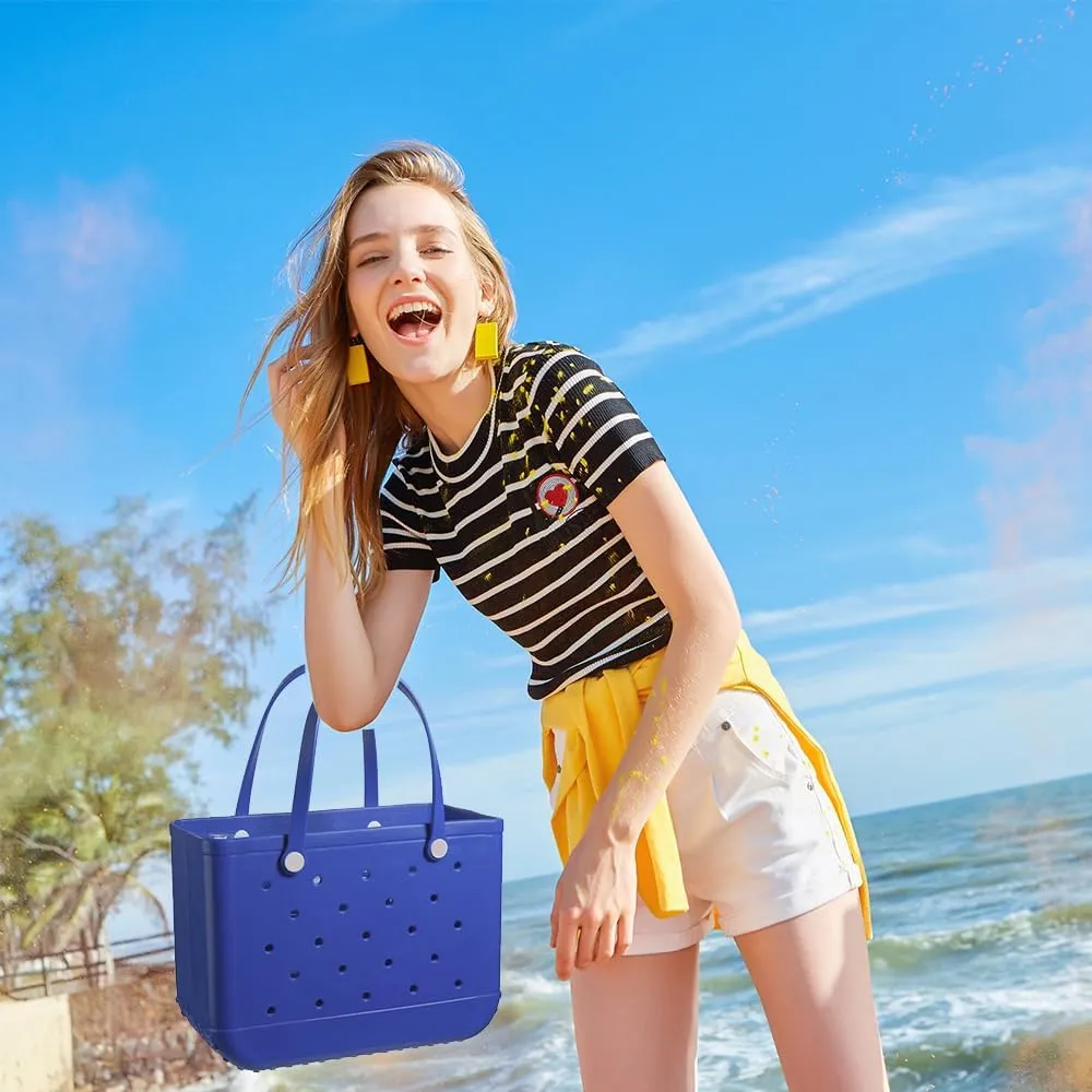 Beach Bag Rubber Tote Bag - Waterproof and Sandproof Tote Bags Outdoor Portable Handbag for Sports