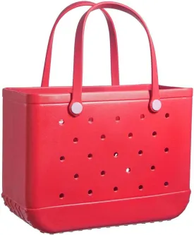 Beach Tote Bag Rubber Bag - Waterproof and Sandproof Tote Bags Outdoor Portable Handbag for Sports (Bright Red)