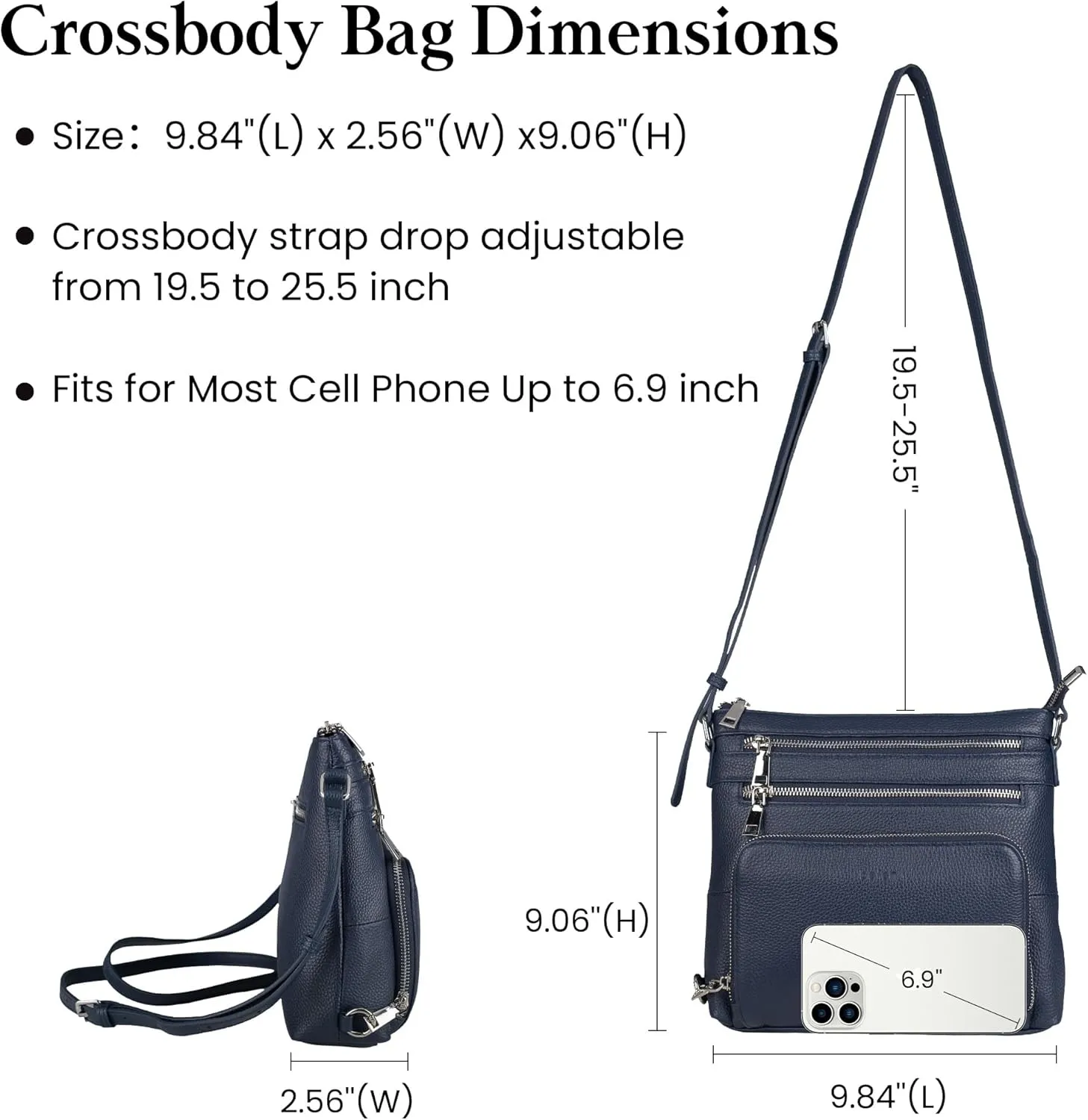 befen Genuine Leather Crossbody Bags for Women, Lightweight Medium Anti-Theft Shoulder Purse with Built in RFID Wallet
