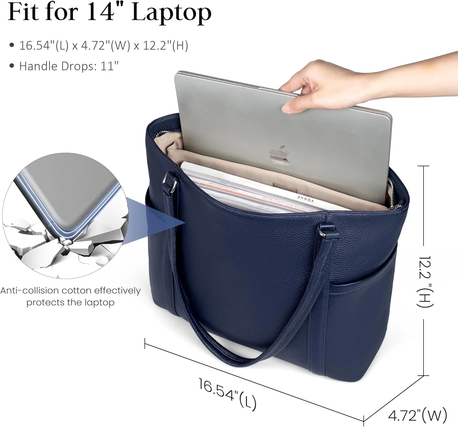 befen Genuine Leather Work Tote Bag for Women Laptop Shoulder Bags Womens Travel Purses Satchel Handbags with Compartments