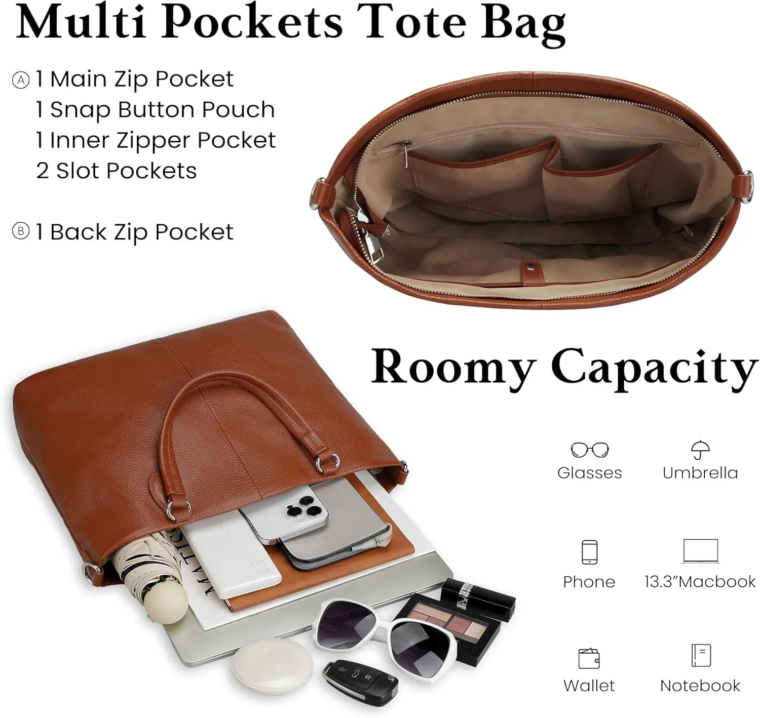 befen Soft Genuine Leather Tote Bag for Women, Womens Leather Purses Handbags Shoulder Bags with Top Handles Satchel Purse