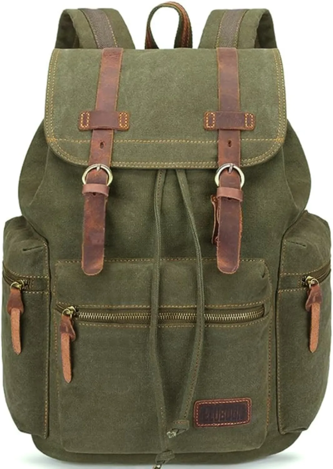 Bluboon Vintage Backpack Leather Trim Casual Bookbag Men Women Laptop Travel Rucksack
