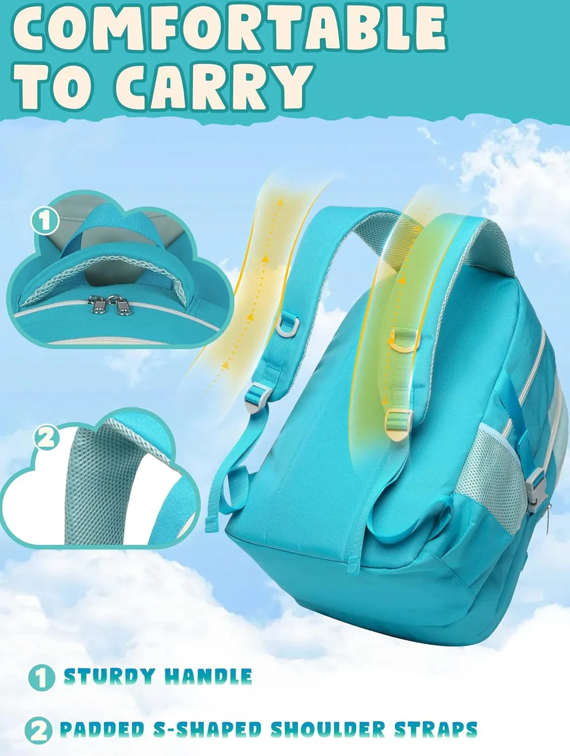 BLUEFAIRY Middle High School Backpack for Boys Girls Large Bookbag with Laptop Compartment Back to School Book Bags for Teens Teenagers Mochilas Escolares para Nios Nias (Blue/Light Blue, Solid)