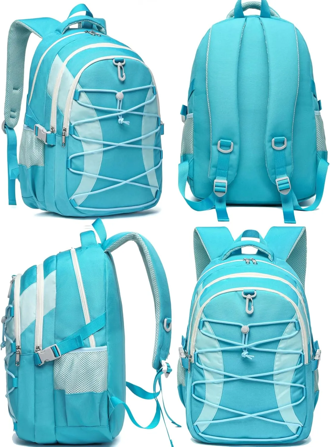 BLUEFAIRY Middle High School Backpack for Boys Girls Large Bookbag with Laptop Compartment Back to School Book Bags for Teens Teenagers Mochilas Escolares para Nios Nias (Blue/Light Blue, Solid)