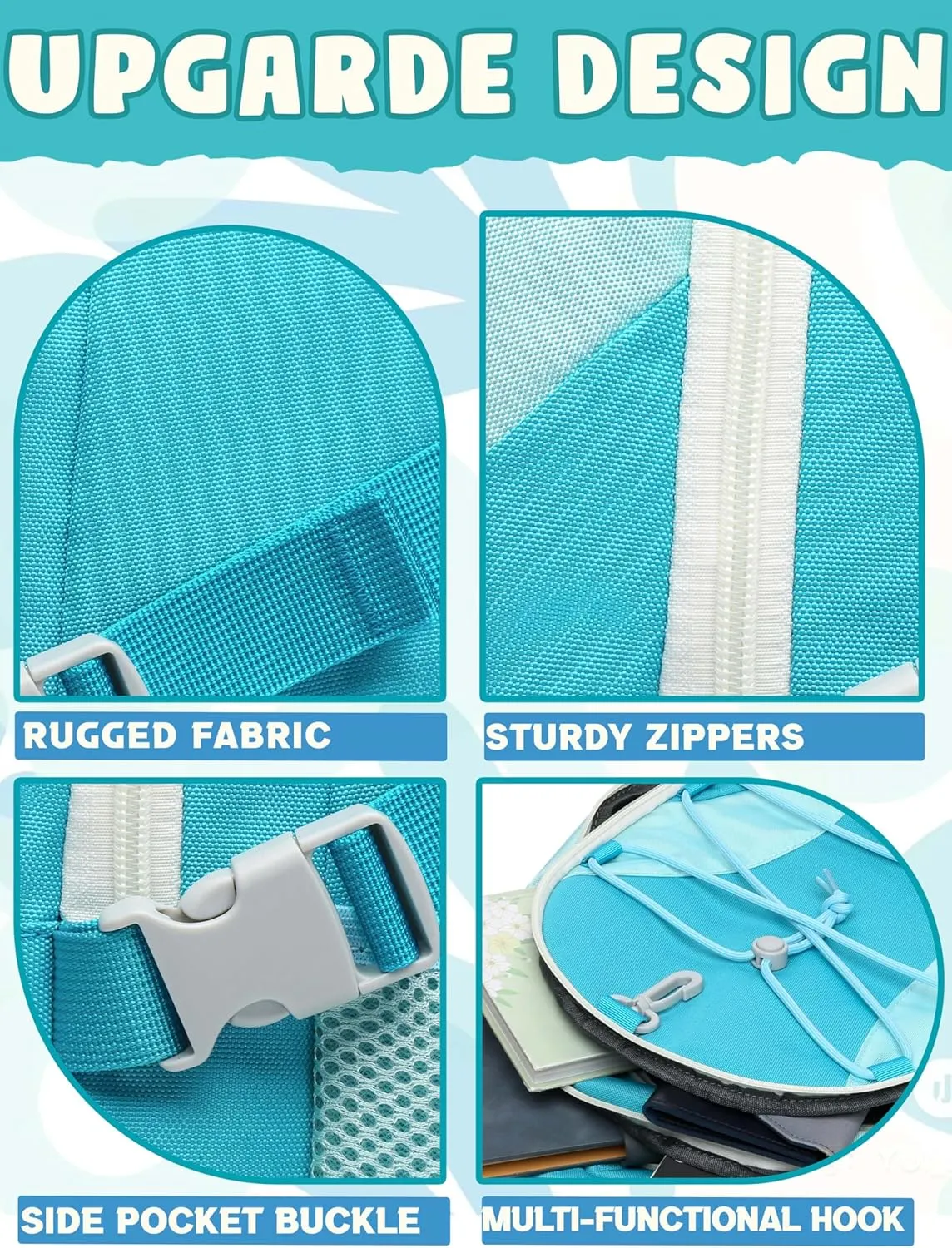 BLUEFAIRY Middle High School Backpack for Boys Girls Large Bookbag with Laptop Compartment Back to School Book Bags for Teens Teenagers Mochilas Escolares para Nios Nias (Blue/Light Blue, Solid)