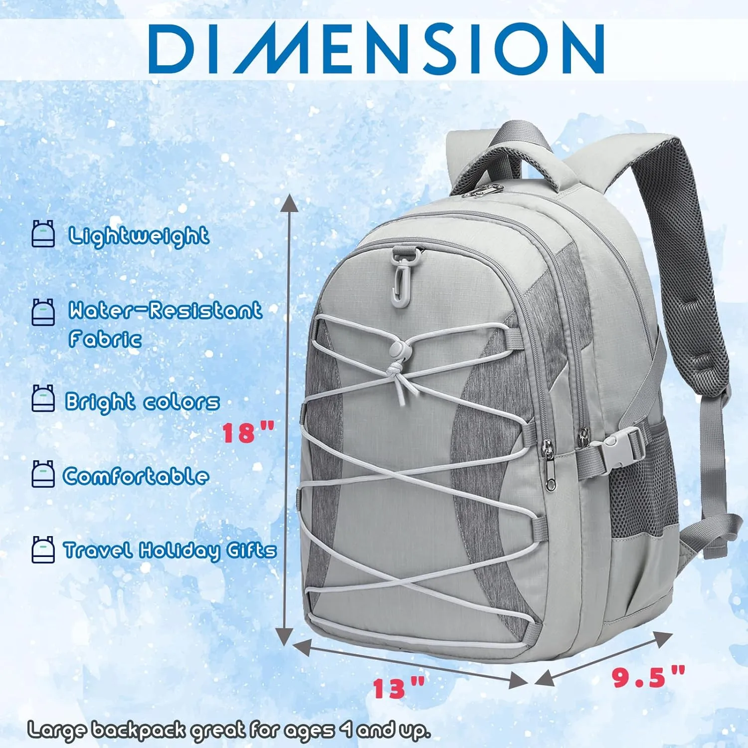 BLUEFAIRY Middle High School Backpack for Boys Girls Large Bookbag with Laptop Compartment Back to School Book Bags for Teens Teenagers Mochilas Escolares para Nios Nias (Light Gray/Gray, Solid)