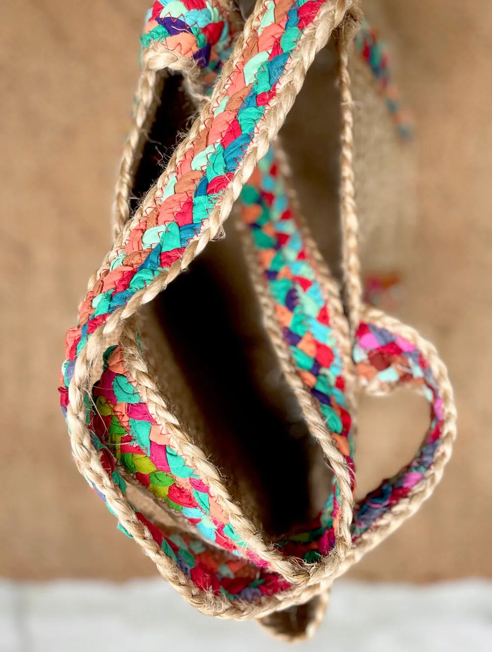 Boho Chic Jute Tote with Braided Accents