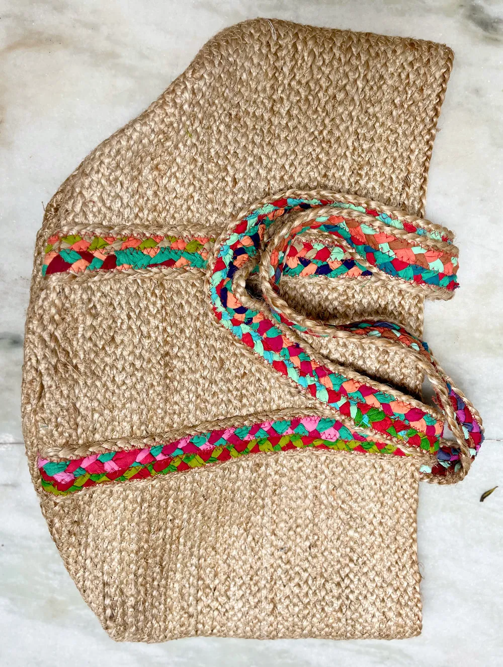 Boho Chic Jute Tote with Braided Accents