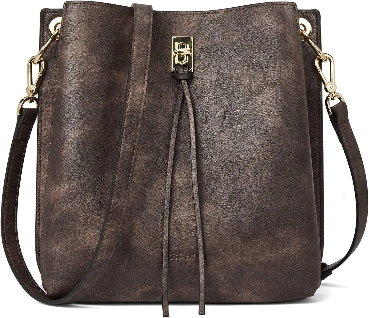 BOSTANTEN Crossbody Bucket Shoulder Bags for Women Vegan Leather Purse Cross Body Handbag Multiple Pockets