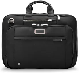 Briggs & Riley Large Expandable Briefcase - Laptop Bag for Work & Travel, Briefcases for Men & Women, Includes Shoulder Strap, Self-Repairing Zipper, Fits up to 17" Computer - @work Collection, Black