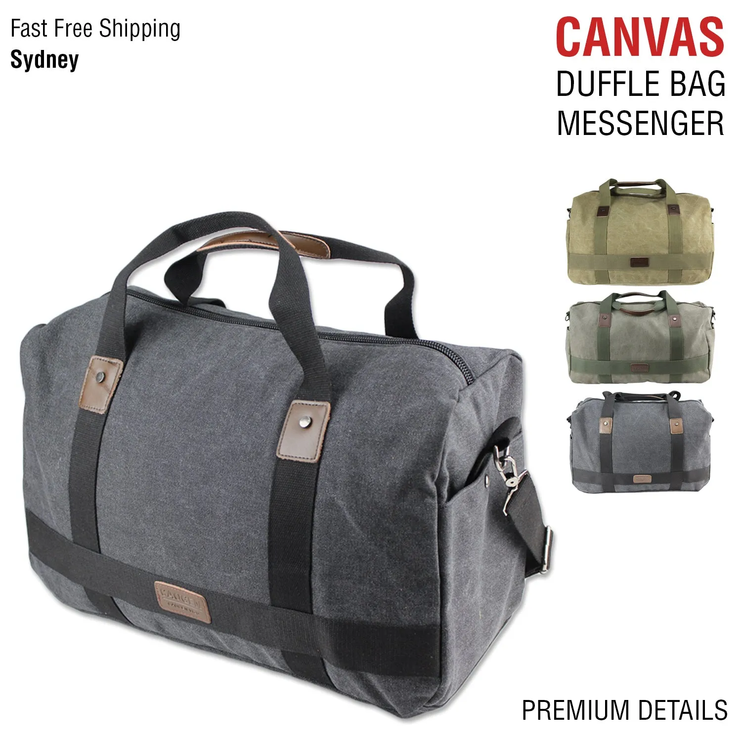 Canvas Duffle Bag Messenger Duffel Shoulder Vintage Sport Gym School Mens Travel