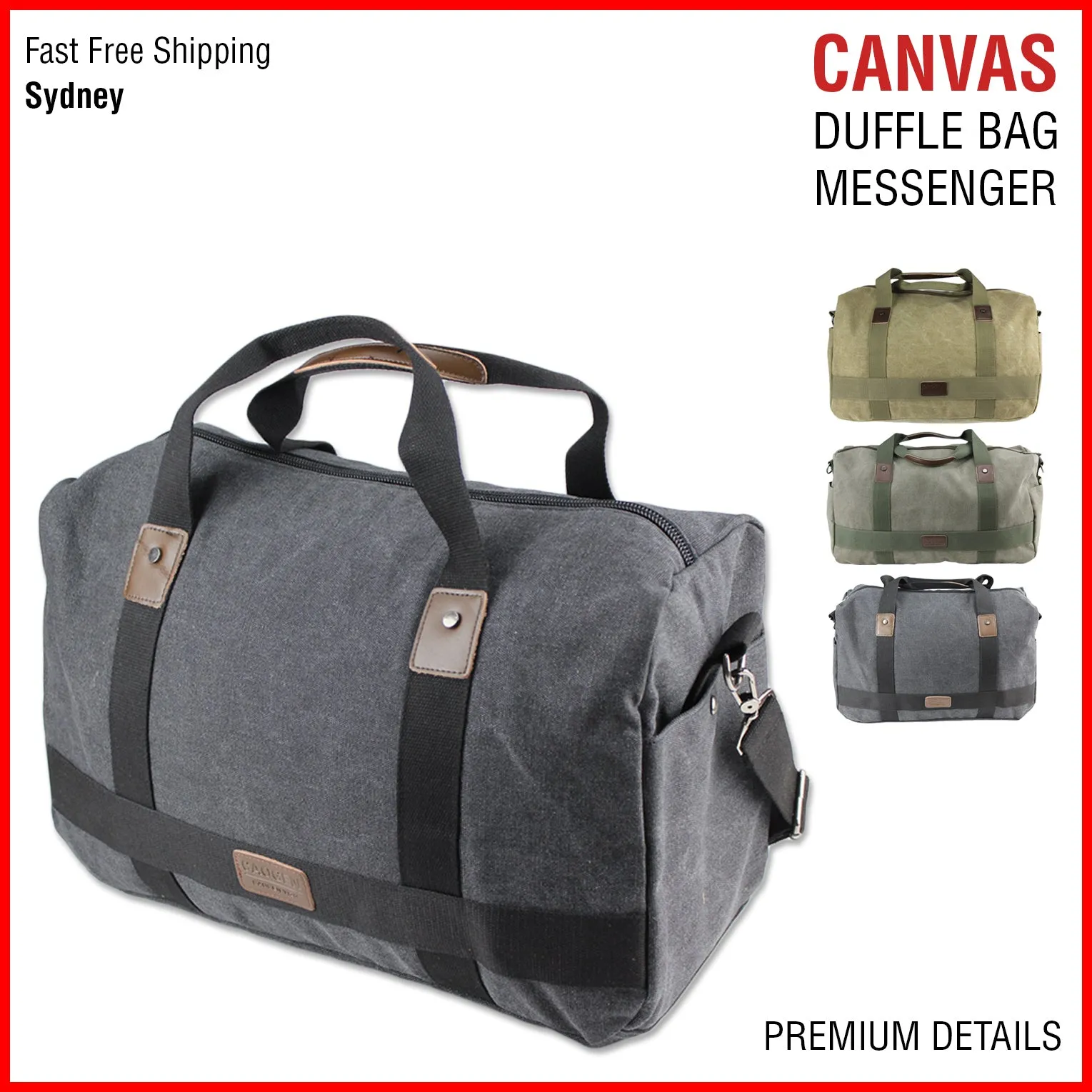 Canvas Duffle Bag Messenger Duffel Shoulder Vintage Sport Gym School Mens Travel