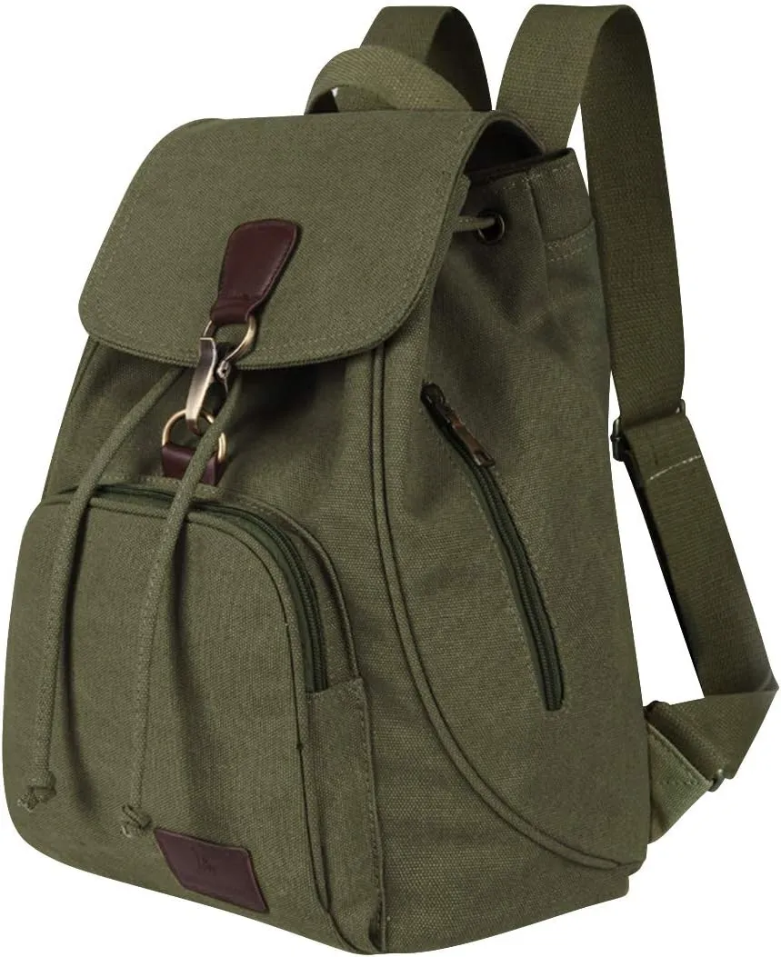Canvas Fashion Backpacks Purse Casual Outdoor Shopping Daypacks Sports Rucksack Hiking Travel Multipurpose Bag Green