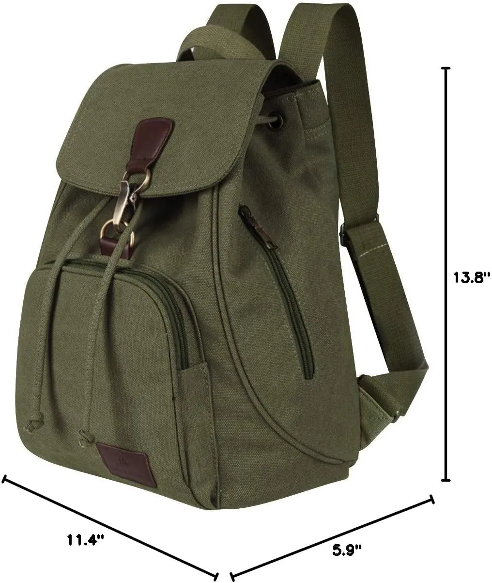 Canvas Fashion Backpacks Purse Casual Outdoor Shopping Daypacks Sports Rucksack Hiking Travel Multipurpose Bag Green