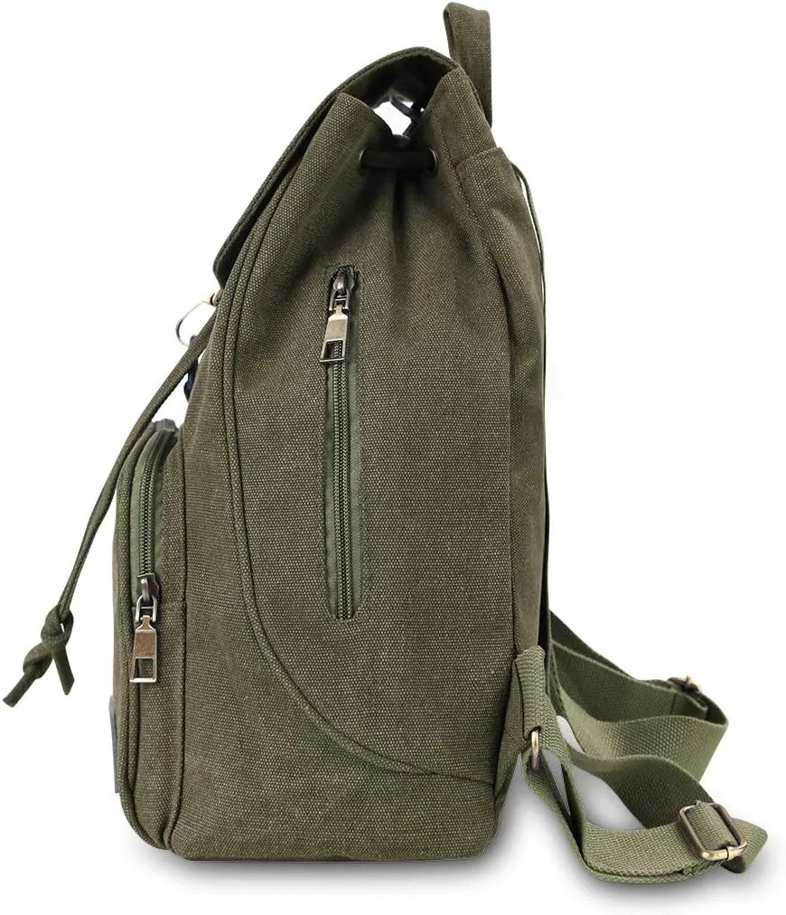 Canvas Fashion Backpacks Purse Casual Outdoor Shopping Daypacks Sports Rucksack Hiking Travel Multipurpose Bag Green