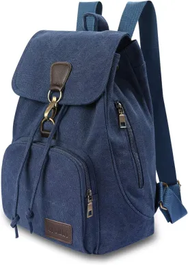 Canvas Fashion Backpacks Purse Casual Outdoor Shopping Daypacks Sports Rucksack Hiking Travel Multipurpose Bag Navy Blue