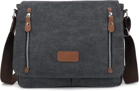 Canvas Messenger bag for Men Women, Shoulder Crossbody Bag for 13.3" Laptop, Office,Business