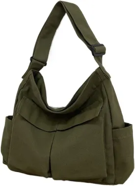 Canvas Messenger Bags for Women, Men Large Cotton Tote Crossbody Bag with Zipper, Cute Shoulder Laptop Bag