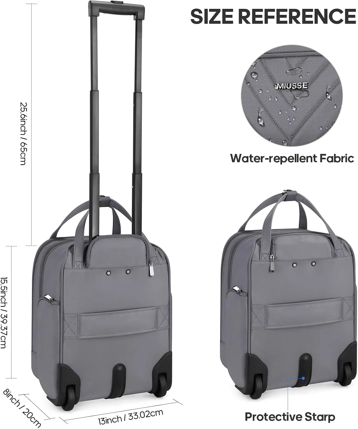 Carry-on Underseat 16-inch Luggage with Wheels, Softside Rolling Carry-on, Lightweight Travel Suitcase for Men Women, Personal Item Rolling Travel Bag