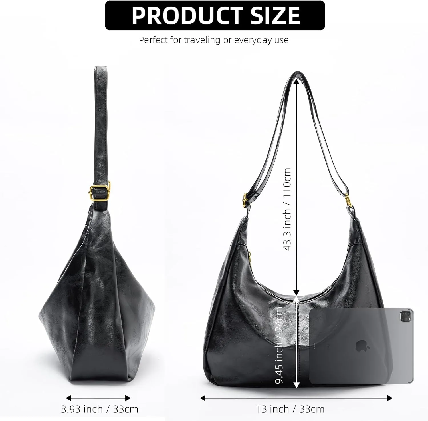 celestina Hobo Bags for Women, Ultra Soft Foldable Vegan Leather Shoulder Handbag, Stylish Slouchy Tote Purses