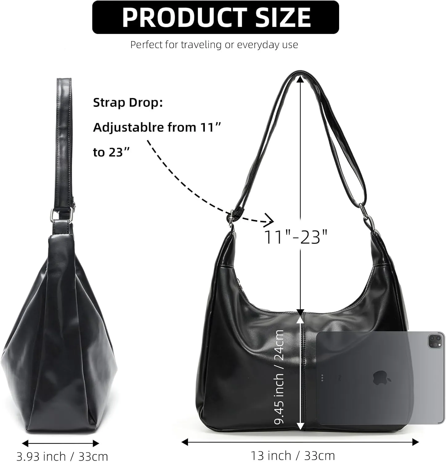 celestina Hobo Bags for Women, Ultra Soft Foldable Vegan Leather Shoulder Handbag, Stylish Slouchy Tote Purses