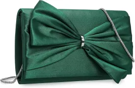 CHARMING TAILOR Satin Bow Formal Bag Women Evening Purse Elegant Clutch Handbag Wedding/Prom/Party