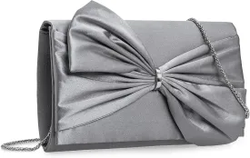 CHARMING TAILOR Satin Bow Formal Bag Women Evening Purse Elegant Clutch Handbag Wedding/Prom/Party