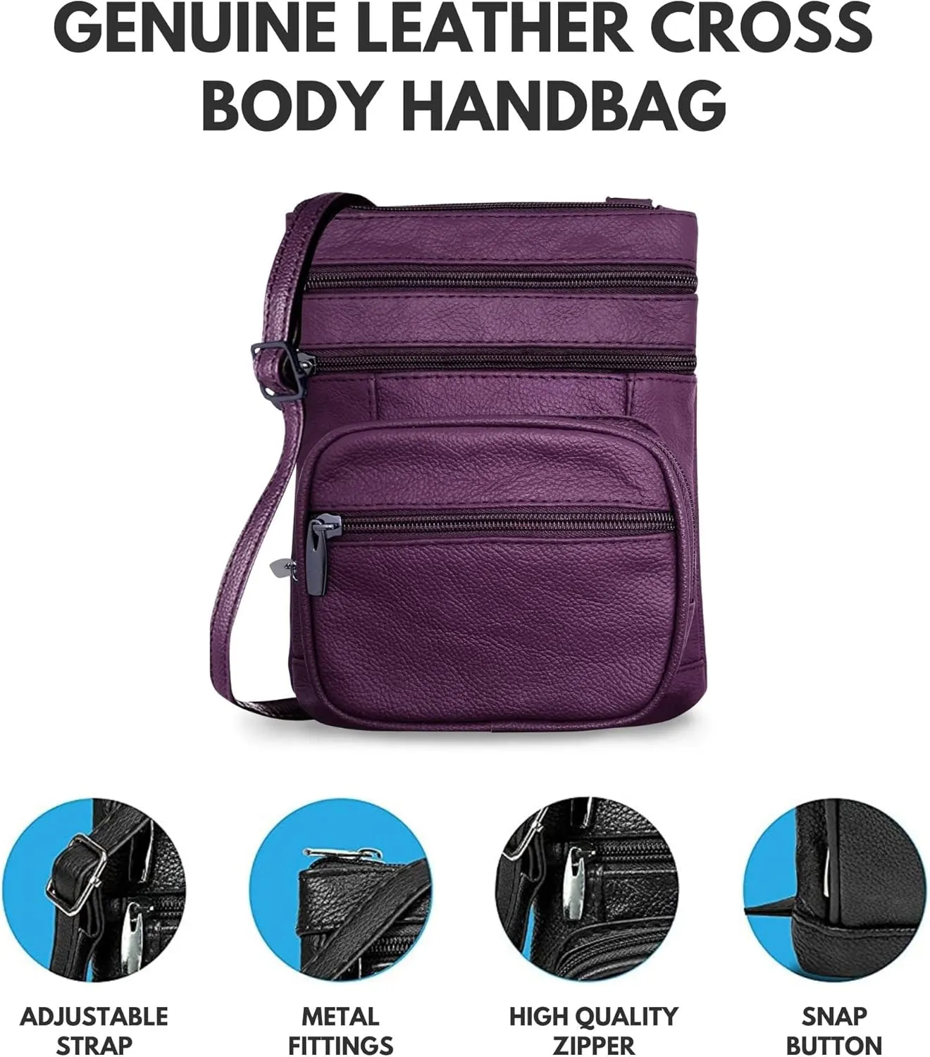 Ciana Genuine Leather Cross Body Bags Purse for Women, Purses Women's Shoulder Sling Handbags Soft Purse