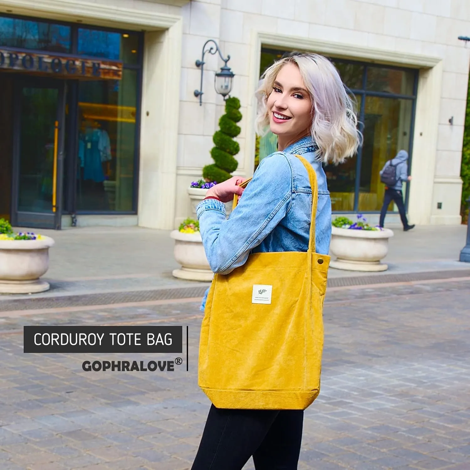 Cloele Corduroy Tote Bag for Women Cute Tote Bag with Inner Pocket for College Work Beach Grocery