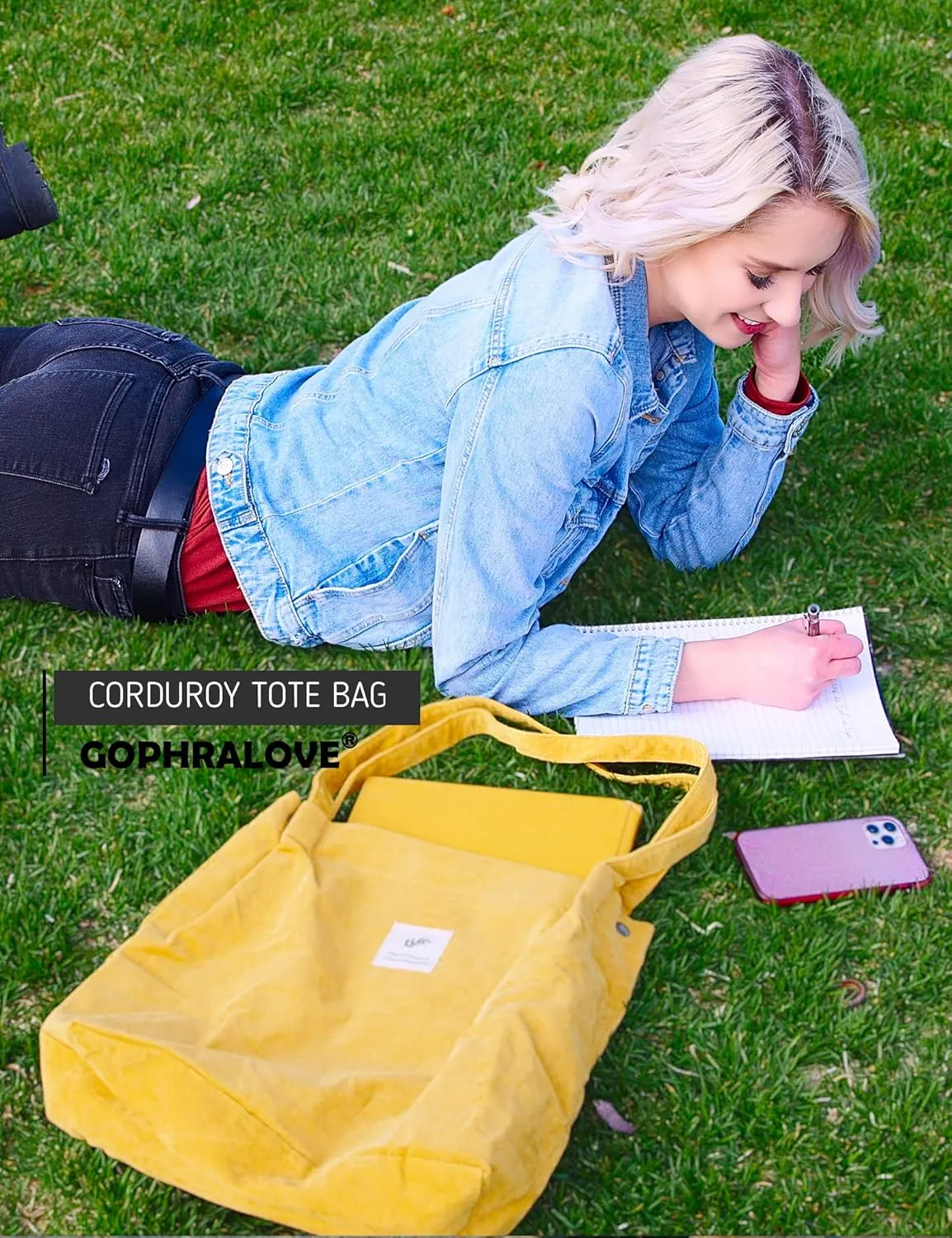 Cloele Corduroy Tote Bag for Women Cute Tote Bag with Inner Pocket for College Work Beach Grocery