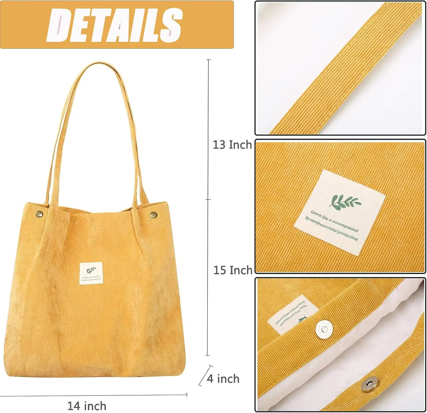Cloele Corduroy Tote Bag for Women Cute Tote Bag with Inner Pocket for College Work Beach Grocery