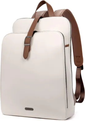 CLUCI Leather Backpack for Women, 15.6 inch Laptop Bag, Large Genuine Work Backpack Travel Back