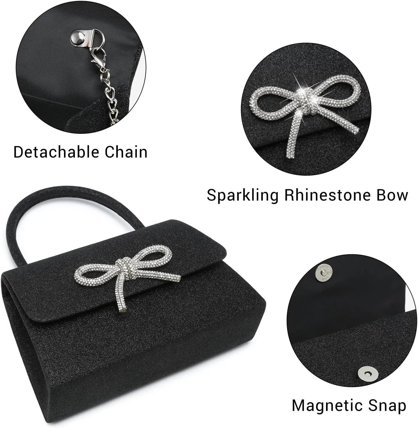 Dasein Women's Evening Bag Party Clutches Wedding Purses Cocktail Prom Handbags with Frosted Glittering