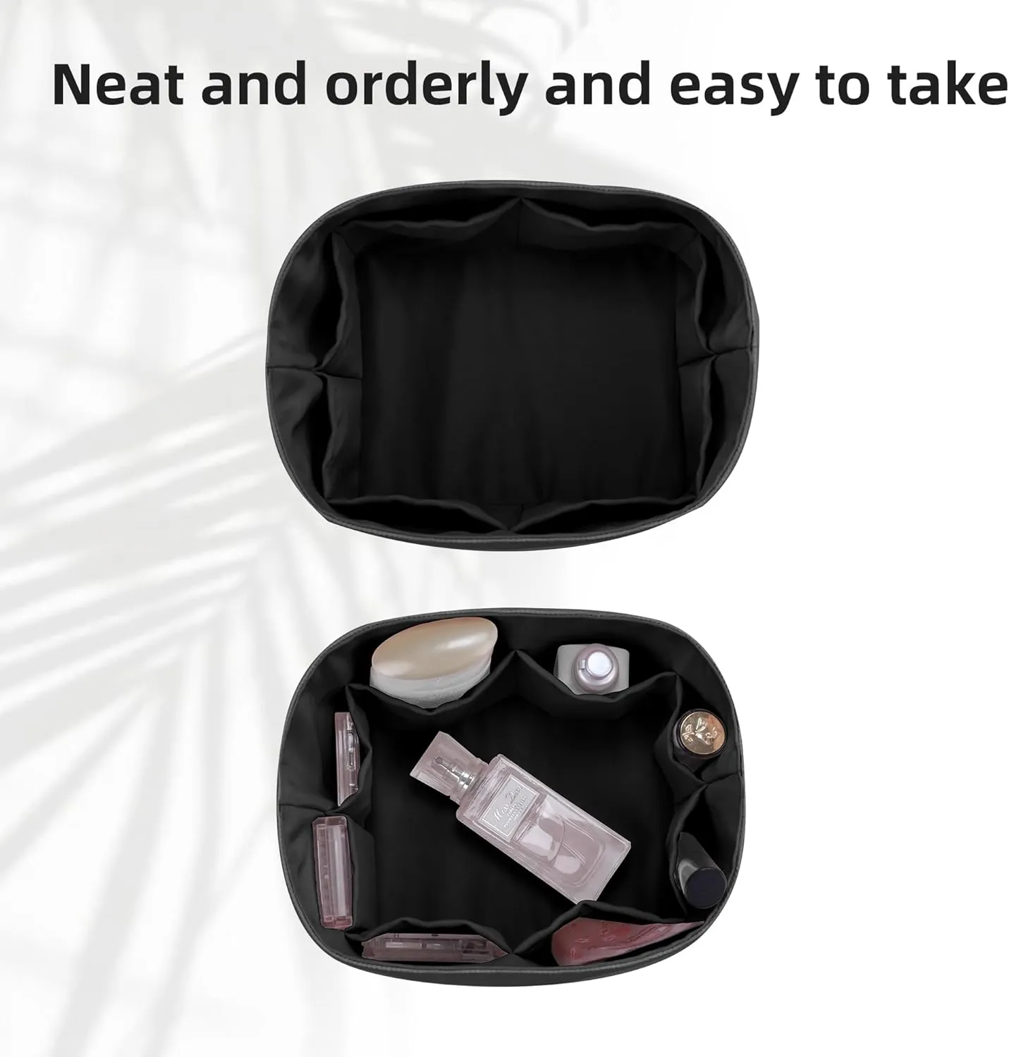 DGAZ Lightweight Purse Organizer Insert for The Row Tote Bag,silk and DupontPaper handbag inner for Luxury Bags(Black,M)