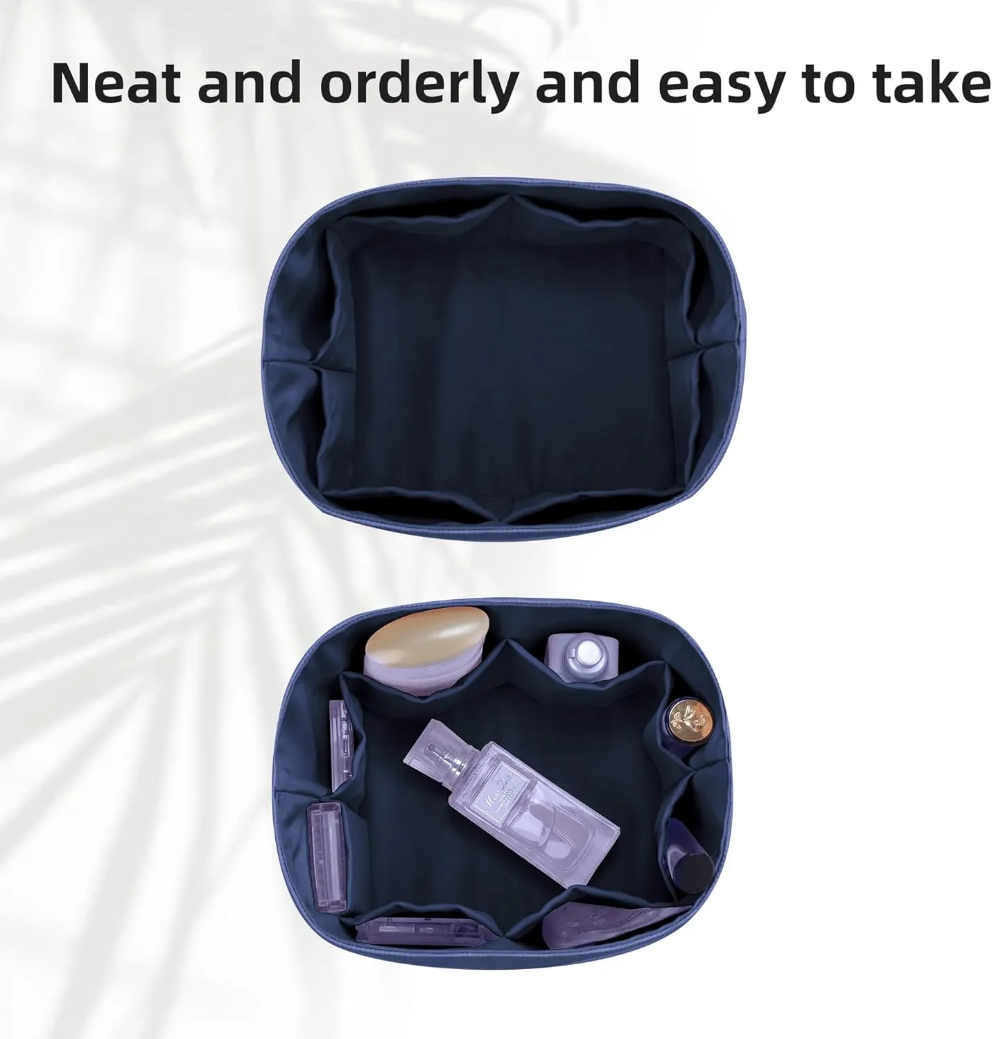DGAZ Lightweight Purse Organizer Insert for The Row Tote Bag,silk and DupontPaper handbag inner for Luxury Bags(Blue nuit,M)