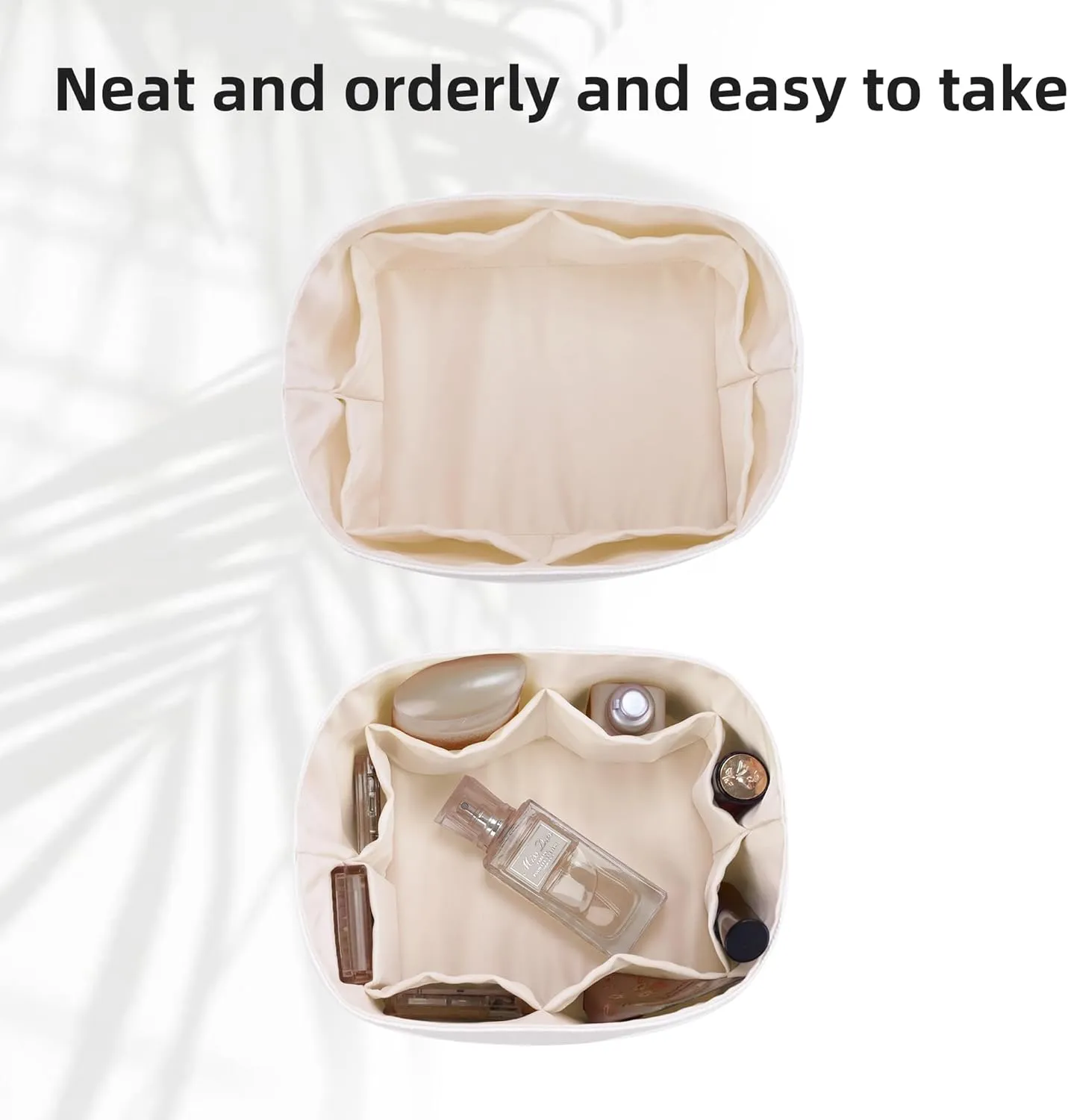 DGAZ Lightweight Purse Organizer Insert for The Row Tote Bag,silk and DupontPaper handbag inner for Luxury Bags(Craie,M)